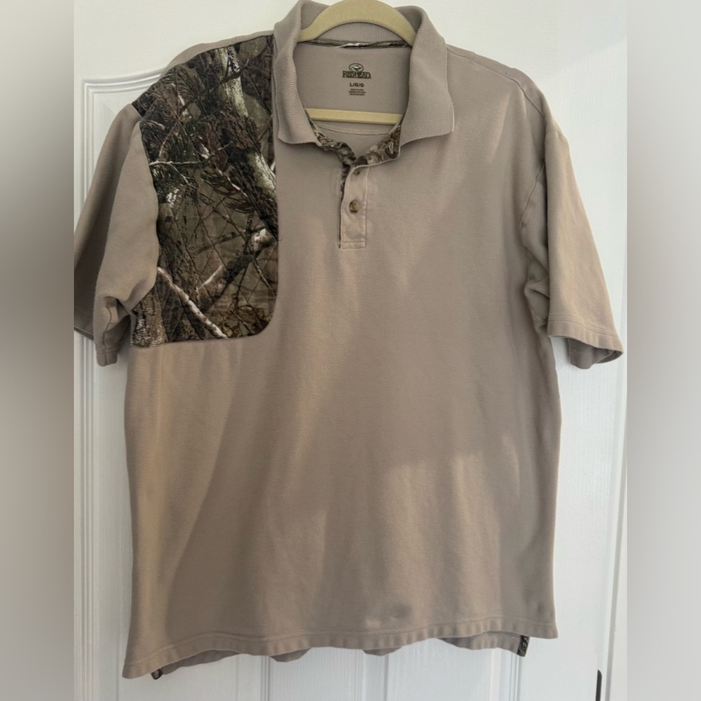 RedHead Tan and Camouflage Men's Polo Shirt Large